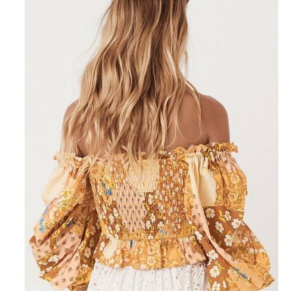 Spell Freda Shirred Blouse in Amber - Picture 4 of 10